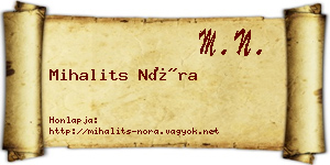 Mihalits Nóra névjegykártya