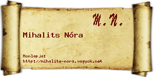 Mihalits Nóra névjegykártya